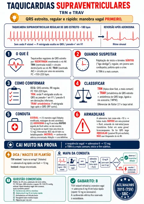Mapa visual de Cardiologia Visual sobre taquiarritmias supraventriculares, incluindo fibrilação atrial
