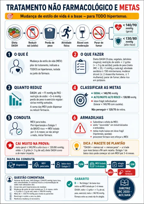 Mapa visual de Cardiologia Visual sobre hipertensão arterial, metas e tratamento
