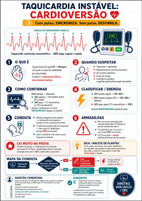 Mapa: Taquicardia instável e cardioversão